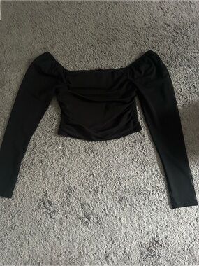 Marshalls Black Off-Shoulder Long Sleeve Crop Top